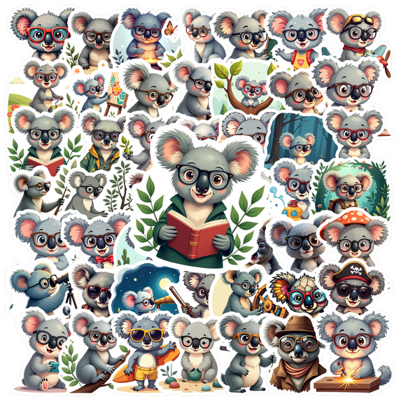 cartoon Koala Stickers Stickers, Waterproof Koala Stickers Sticker for Water Bottle Laptop Phone Cases Planner Skateboard Luggage Helmet Party Favor Decor, Ideal for Adults Teens Teacher Rewards