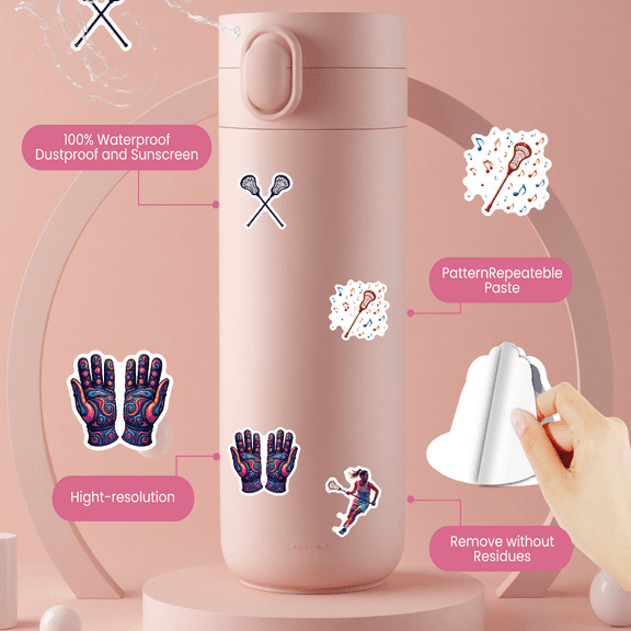 cartoon Lacrosse Theme Stickers, Waterproof Lacrosse Theme Sticker for Water Bottle Laptop Phone Cases Planner Skateboard Luggage Helmet Party Favor Decor, Ideal for Adults Teens Teacher Rewards