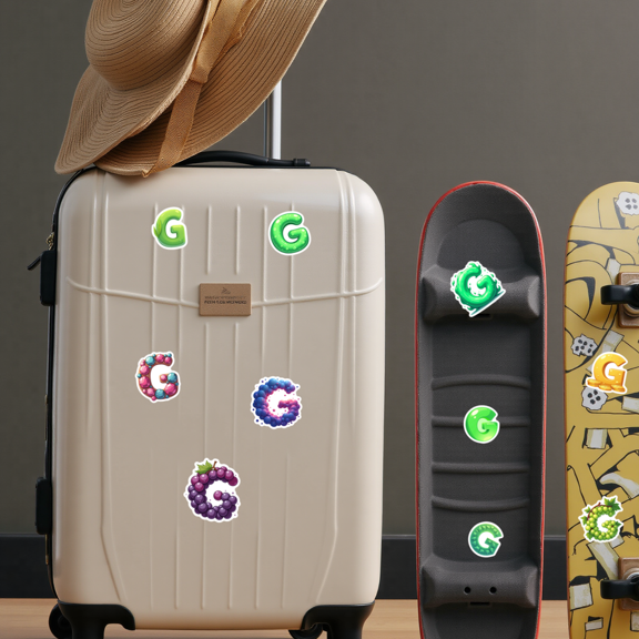 cartoon Letter G Theme Stickers, Waterproof Letter G Theme Sticker for Water Bottle Laptop Phone Cases Planner Skateboard Luggage Helmet Party Favor Decor, Ideal for Adults Teens Teacher Rewards