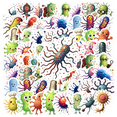 thumbnail image 1 of cartoon Microbe Science Stickers, Waterproof Microbe Science Sticker for Water Bottle Laptop Phone Cases Planner Skateboard Luggage Helmet Party Favor Decor, Ideal for Adults Teens Teacher Rewards, 1 of 9