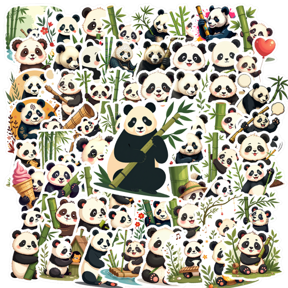 cartoon Panda Stickers Stickers, Waterproof Panda Stickers Sticker for Water Bottle Laptop Phone Cases Planner Skateboard Luggage Helmet Party Favor Decor, Ideal for Adults Teens Teacher Rewards