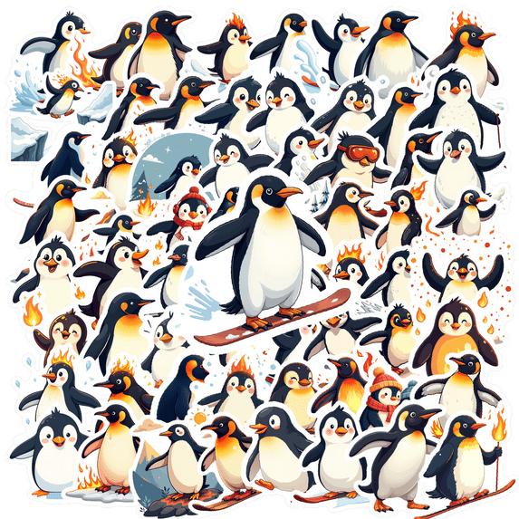 cartoon Penguin Stickers, Waterproof Penguin Sticker for Water Bottle Laptop Phone Cases Planner Skateboard Luggage Helmet Party Favor Decor, Ideal for Adults Teens Teacher Rewards