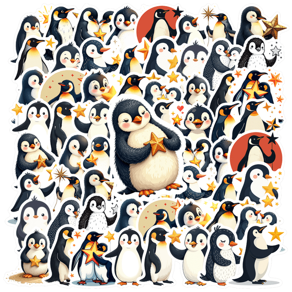 cartoon Penguin Theme Stickers, Waterproof Penguin Theme Sticker for Water Bottle Laptop Phone Cases Planner Skateboard Luggage Helmet Party Favor Decor, Ideal for Adults Teens Teacher Rewards