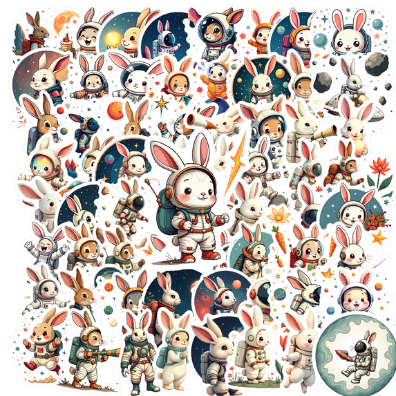 cartoon Rabbit Astronaut Stickers, Waterproof Rabbit Astronaut Sticker for Water Bottle Laptop Phone Cases Planner Skateboard Luggage Helmet Party Favor Decor, Ideal for Adults Teens Teacher Rewards