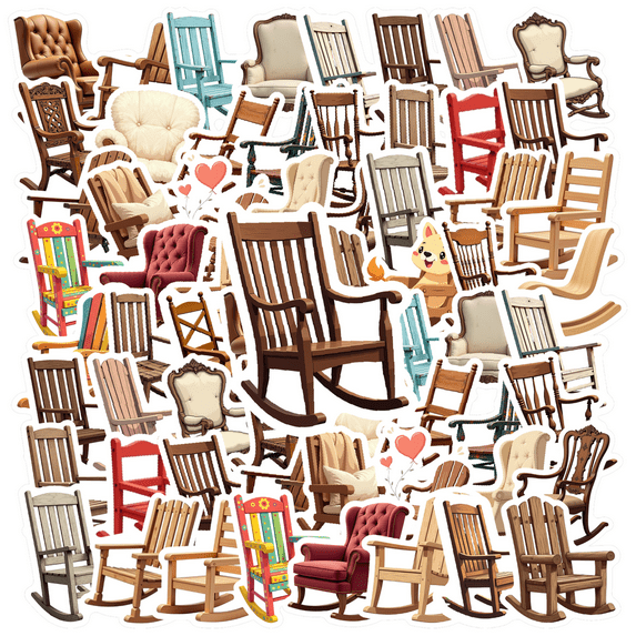 cartoon Rocking Chair Stickers, Waterproof Rocking Chair Sticker for Water Bottle Laptop Phone Cases Planner Skateboard Luggage Helmet Party Favor Decor, Ideal for Adults Teens Teacher Rewards