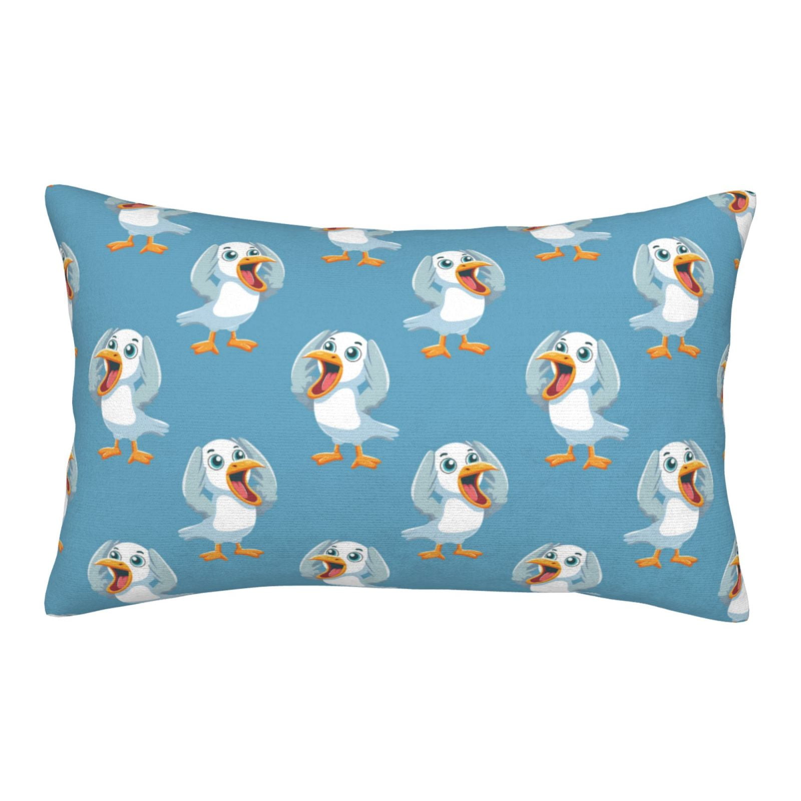cartoon Seagull Throw Pillow Covers 16" x 24" , Decorative Microfiber