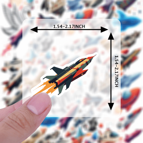cartoon Space Rocket Stickers, Waterproof Space Rocket Sticker for Water Bottle Laptop Phone Cases Planner Skateboard Luggage Helmet Party Favor Decor, Ideal for Adults Teens Teacher Rewards
