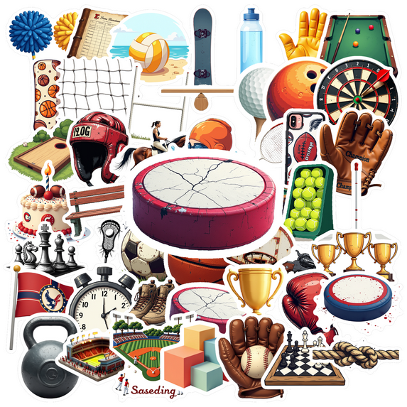 cartoon Sports Theme Stickers, Waterproof Sports Theme Sticker for Water Bottle Laptop Phone Cases Planner Skateboard Luggage Helmet Party Favor Decor, Ideal for Adults Teens Teacher Rewards