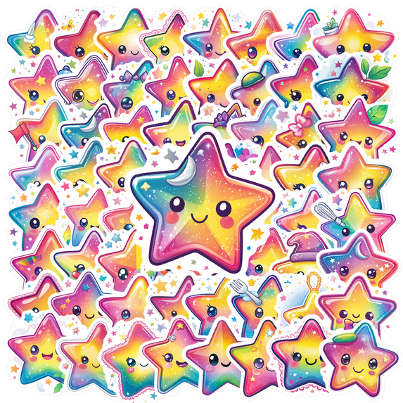 cartoon Star Stickers, Waterproof Star Sticker for Water Bottle Laptop Phone Cases Planner Skateboard Luggage Helmet Party Favor Decor, Ideal for Adults Teens Teacher Rewards