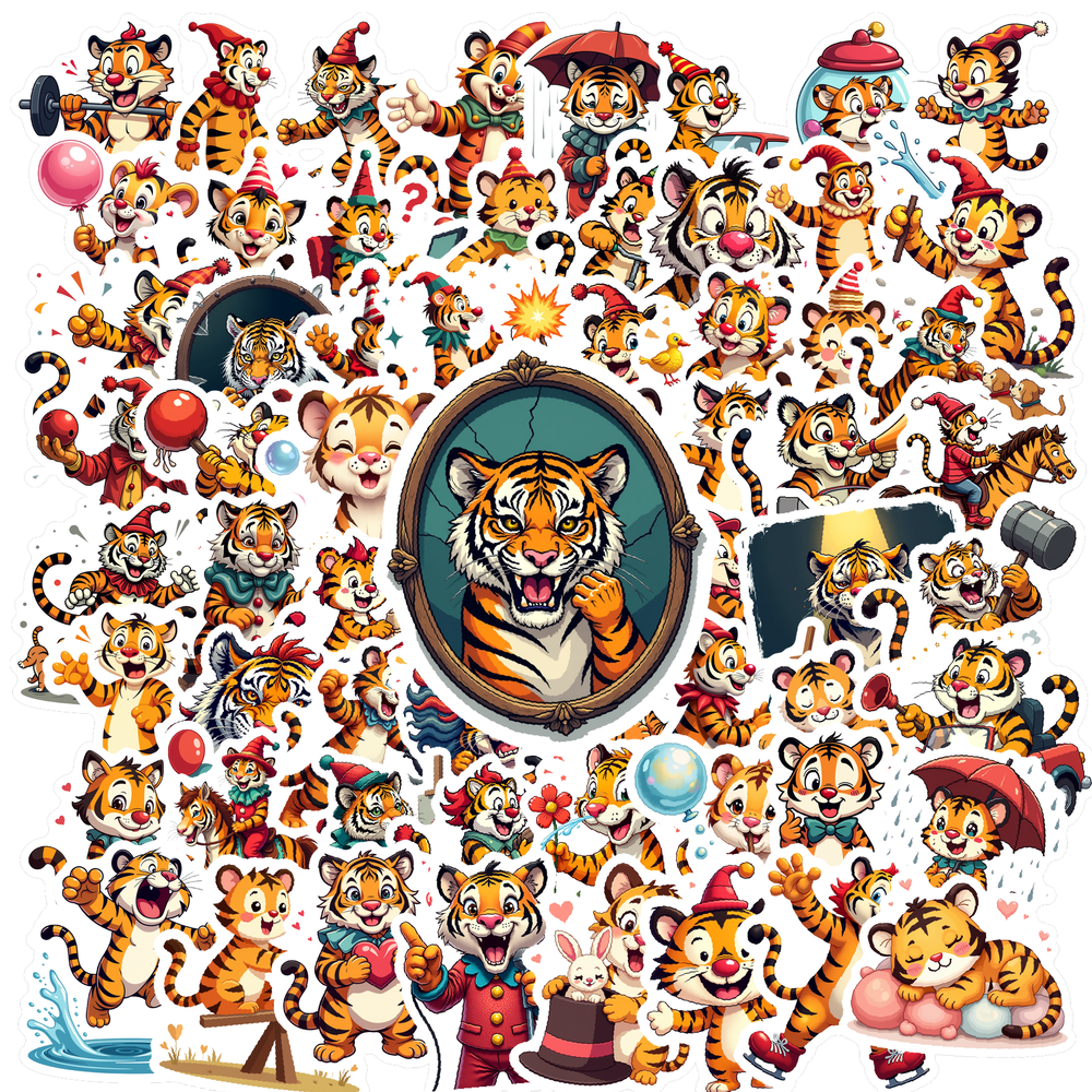 cartoon Tiger Stickers Stickers, Waterproof Tiger Stickers Sticker for ...