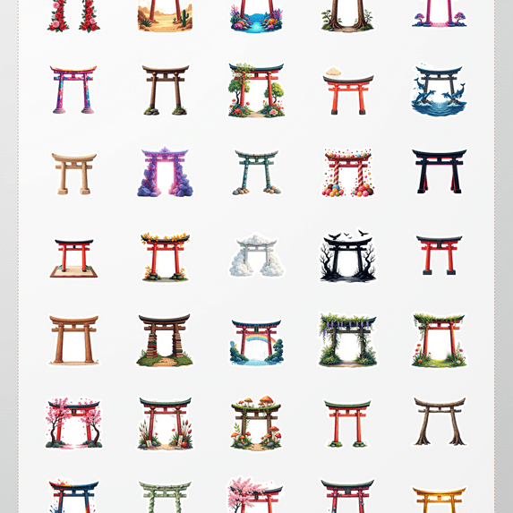 cartoon Torii Gate Stickers, Waterproof Torii Gate Sticker for Water Bottle Laptop Phone Cases Planner Skateboard Luggage Helmet Party Favor Decor, Ideal for Adults Teens Teacher Rewards