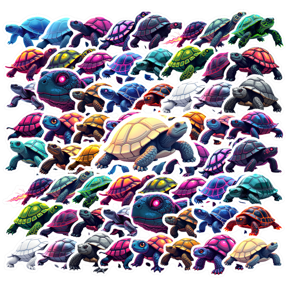 cartoon Turtle Theme Stickers, Waterproof Turtle Theme Sticker for Water Bottle Laptop Phone Cases Planner Skateboard Luggage Helmet Party Favor Decor, Ideal for Adults Teens Teacher Rewards