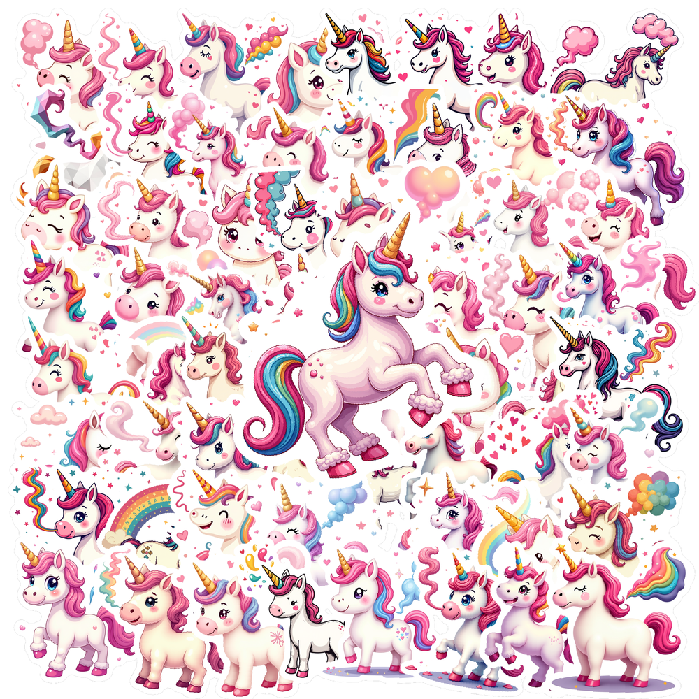 cartoon Unicorn Stickers, Waterproof Unicorn Sticker for Water Bottle ...