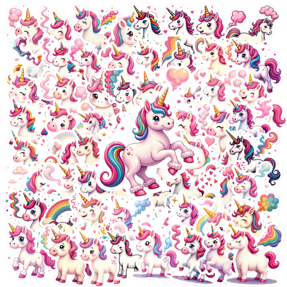 cartoon Unicorn Stickers, Waterproof Unicorn Sticker for Water Bottle Laptop Phone Cases Planner Skateboard Luggage Helmet Party Favor Decor, Ideal for Adults Teens Teacher Rewards
