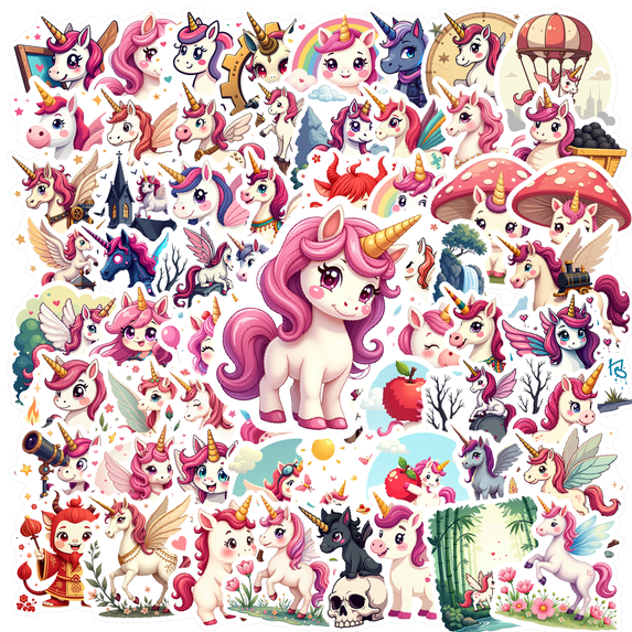 cartoon Unicorn Stickers, Waterproof Unicorn Sticker for Water Bottle Laptop Phone Cases Planner Skateboard Luggage Helmet Party Favor Decor, Ideal for Adults Teens Teacher Rewards