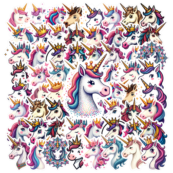 cartoon Unicorn Theme Stickers, Waterproof Unicorn Theme Sticker for Water Bottle Laptop Phone Cases Planner Skateboard Luggage Helmet Party Favor Decor, Ideal for Adults Teens Teacher Rewards