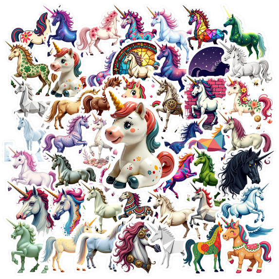 cartoon Unicorn Theme Stickers, Waterproof Unicorn Theme Sticker for Water Bottle Laptop Phone Cases Planner Skateboard Luggage Helmet Party Favor Decor, Ideal for Adults Teens Teacher Rewards