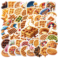 thumbnail image 1 of cartoon Waffle Theme Stickers, Waterproof Waffle Theme Sticker for Water Bottle Laptop Phone Cases Planner Skateboard Luggage Helmet Party Favor Decor, Ideal for Adults Teens Teacher Rewards, 1 of 9