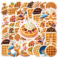 thumbnail image 1 of cartoon Waffle Theme Stickers, Waterproof Waffle Theme Sticker for Water Bottle Laptop Phone Cases Planner Skateboard Luggage Helmet Party Favor Decor, Ideal for Adults Teens Teacher Rewards, 1 of 1