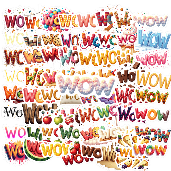 cartoon Wow Word Stickers Stickers, Waterproof Wow Word Stickers Sticker for Water Bottle Laptop Phone Cases Planner Skateboard Luggage Helmet Party Favor Decor, Ideal for Adults Teens Teacher Rewards