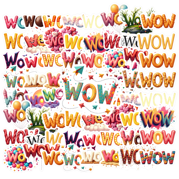 cartoon Wow Word Stickers Stickers, Waterproof Wow Word Stickers Sticker for Water Bottle Laptop Phone Cases Planner Skateboard Luggage Helmet Party Favor Decor, Ideal for Adults Teens Teacher Rewards