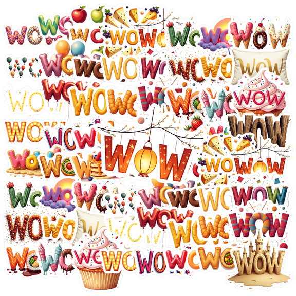 cartoon Wow Word Stickers Stickers, Waterproof Wow Word Stickers Sticker for Water Bottle Laptop Phone Cases Planner Skateboard Luggage Helmet Party Favor Decor, Ideal for Adults Teens Teacher Rewards