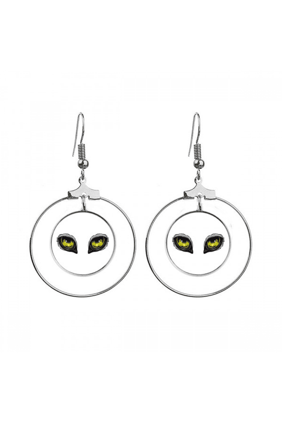 cartoon animal owl eye decoration earrings dangle hoop jewelry drop circle