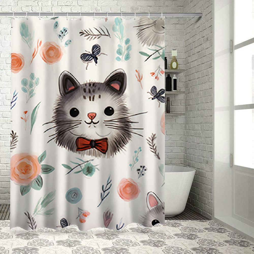 cartoon animals Patterned Shower Curtain, Waterproof Fabric Shower
