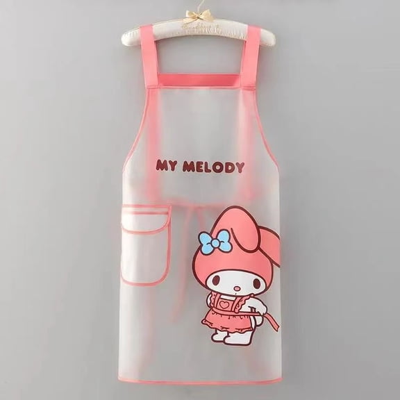 cartoon apron My melody cute anime work clothes transparent TPU waterproof and oil-proof kitchen work clothes no wash