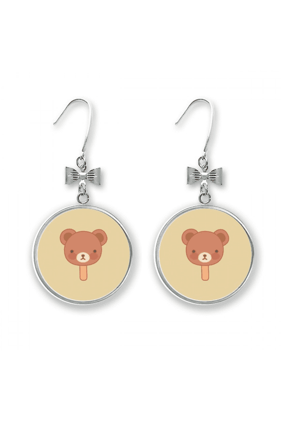 cartoon bear ice popsicles bow earrings drop stud pierced hook