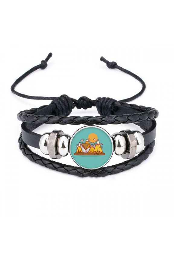 cartoon bear mountain animal bracelet braided leather woven wristband