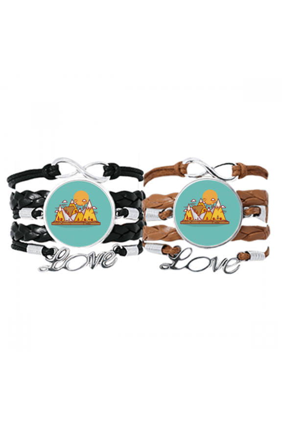 cartoon bear mountain animal bracelet hand strap leather wristband double set