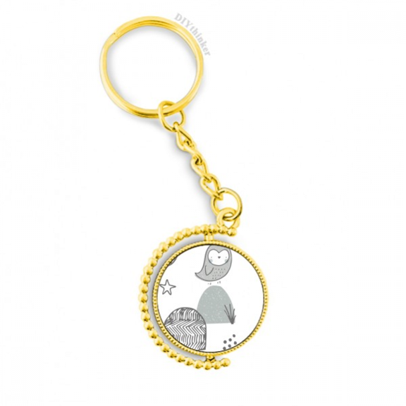 cartoon bird cage grass nordic pattern metal connector key chain  accessory en keyholder