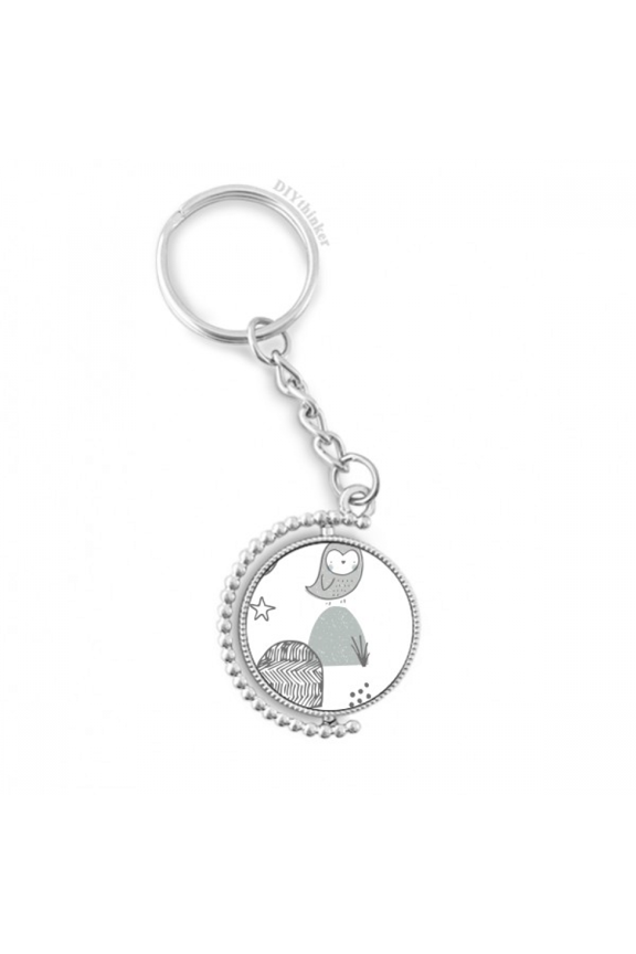 cartoon bird cage grass nordic pattern rotatable keyholder disc accessories chain clip