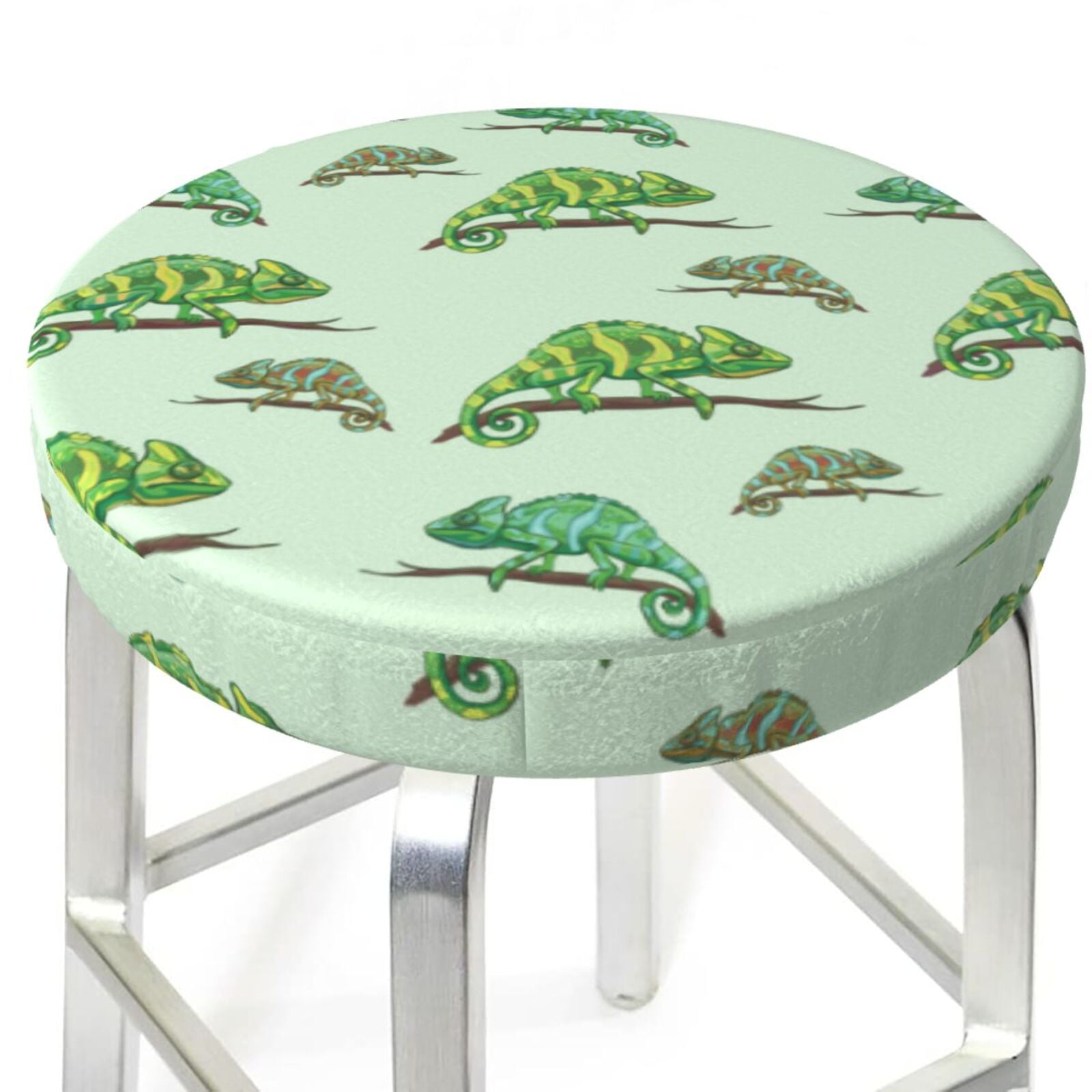 cartoon chameleon cute lizard Bar Stool Covers - Stretch Round Seat ...