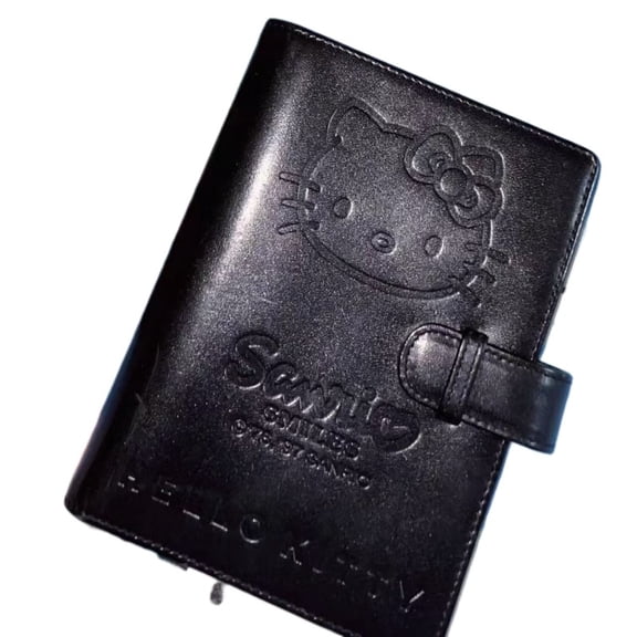 cartoon cute black leather retro high-end loose leaf A7 notebook stationery office notepad gift wholesale