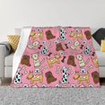 cartoon dog print Throw Blanket for Couch, Soft Comfy Warm Plush Throw