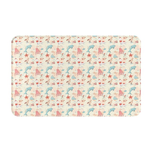 cartoon dolphin Bathroom Rugs 30x20 Bath Mat Rugs, Autumn NonSlip