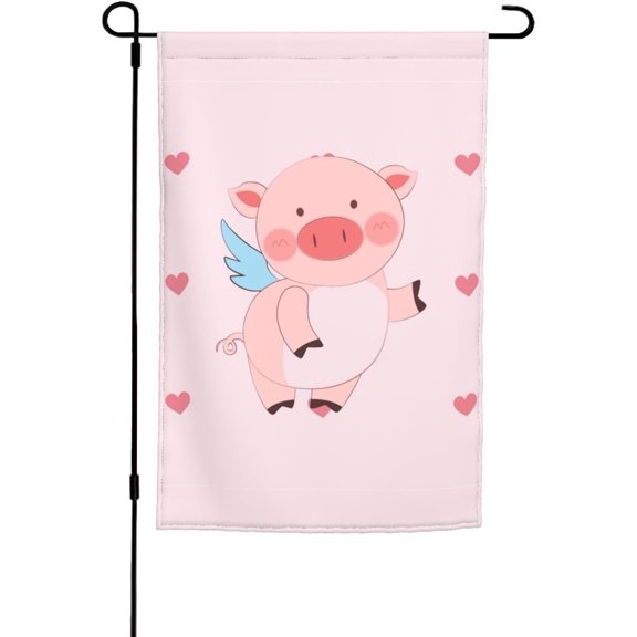 cartoon flying pig Printed Garden Decorative Flag 12x18 Inch Flag for Use in Yards, Gardens, Flower Pots, and Balconies