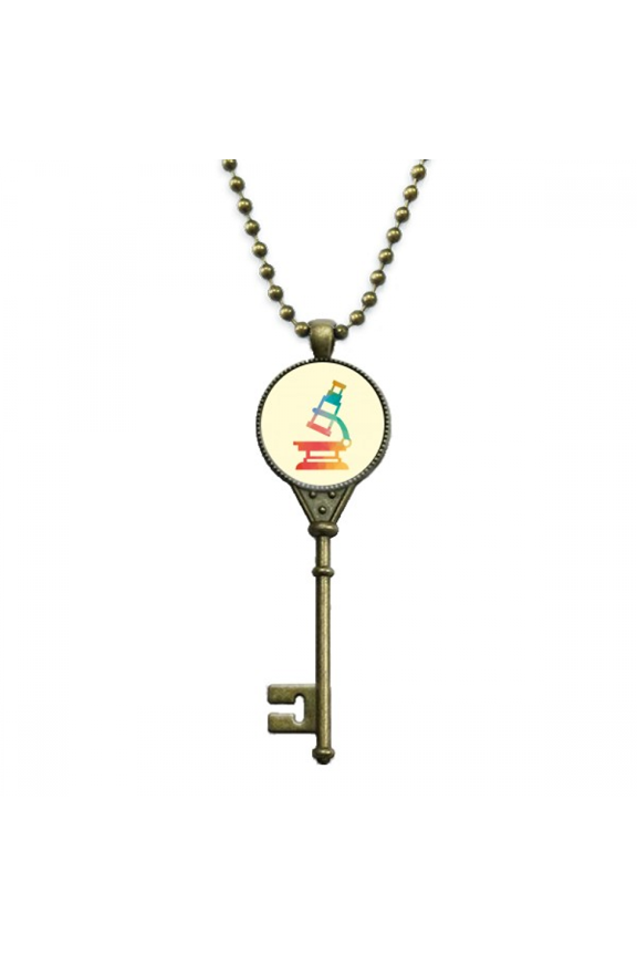 cartoon microscope chestry pattern key necklace pendant tray embellished chain