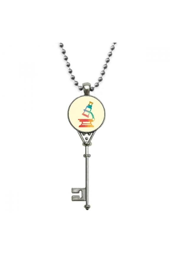cartoon microscope chestry pattern pendant vintage necklsilver key jewelry