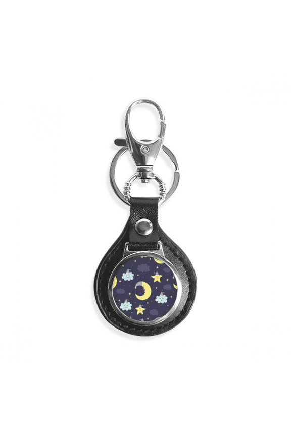 cartoon moon night personification pattern key link chain keyholder finder hook metal