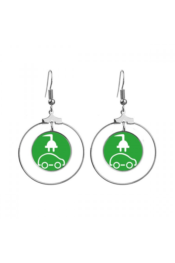 cartoon plug energy vehicles protect environment earrings dangle hoop jewelry drop circle
