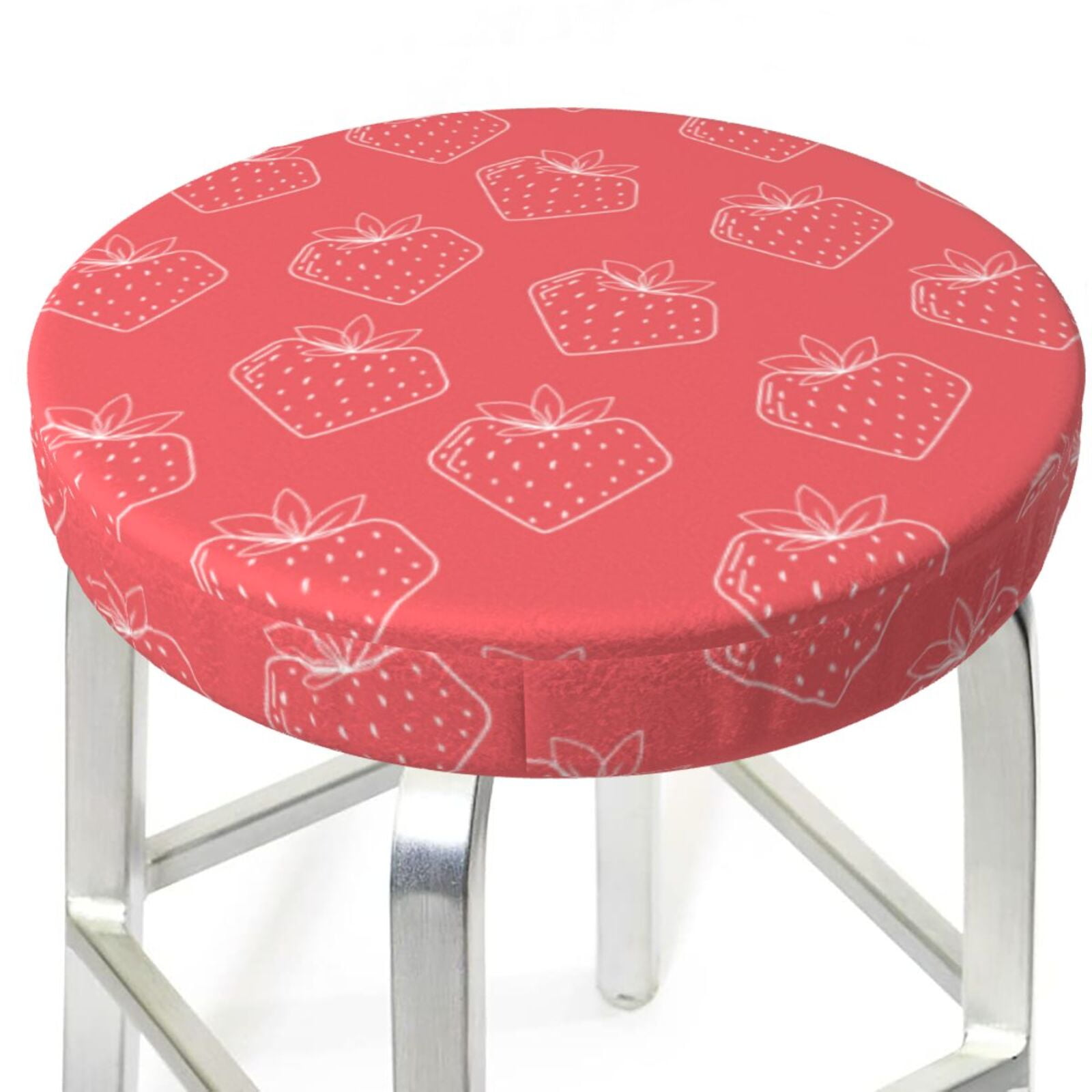 cartoon red strawberries Round Bar Stool Seat Covers, Elastic Round