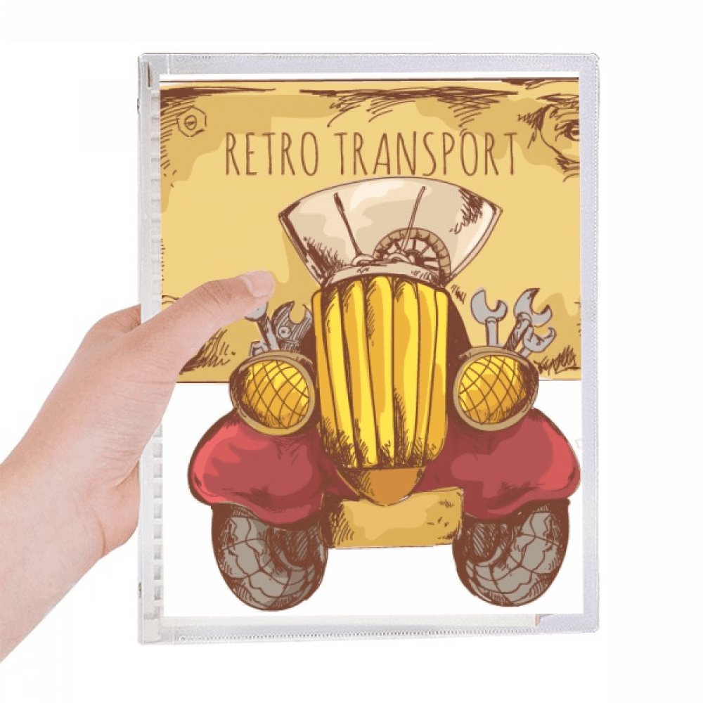 cartoon retro vintage car transport britain uk notebook loose diary refillable journal statiry