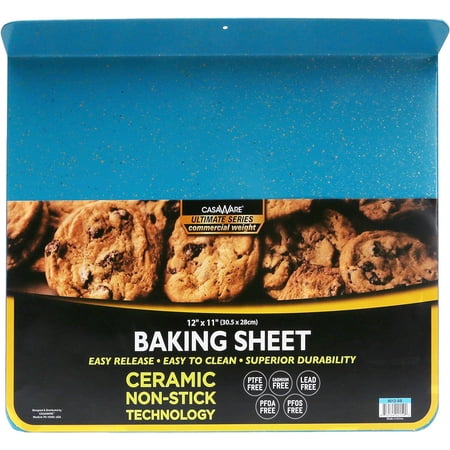 casaWare Toaster Oven 12 x 10-Inch Baking Sheet with a 1.5-Inch Handle Blue Granite