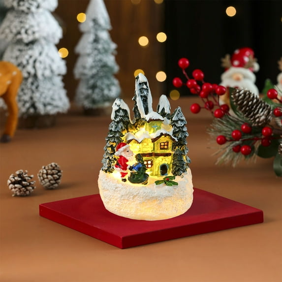 casas de navidad en oferta Christmas Village House with Colorful Lights, Lighting Up Christmas Resin House Battery Operated Christmas Scene Village Houses Christmas Decorations