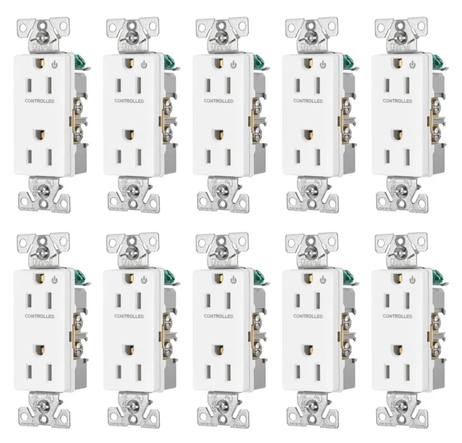 (case of 10) Eaton Construction Grade Half-Control Receptacle, 6252CHW ...