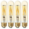 thumbnail image 1 of (case of 4) GE Lighting 36578 Amber Glass Light Bulb LED Vintage Style Dimmable T9 Tube 6 watts (60-Watt Replacement), 500-Lumen Medium Base, Warm Candle, 1 of 5