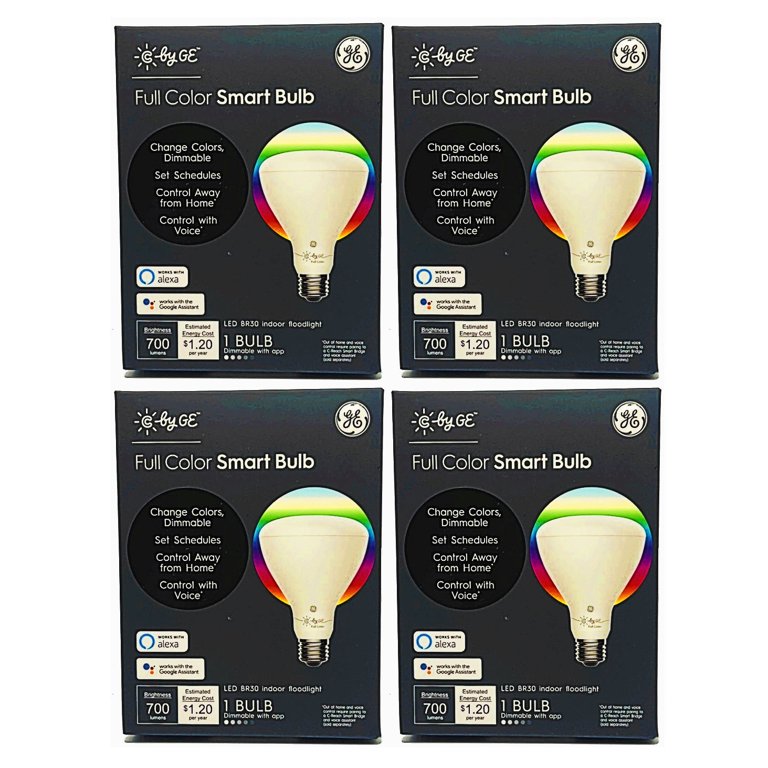 case of 4) GE Lighting Full Color Smart Bulb, LED BR30, C by GE